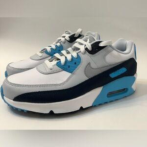 Nike Air Max 90 White Blue Black Sneakers Youth 6Y / Women’s 7.5 New